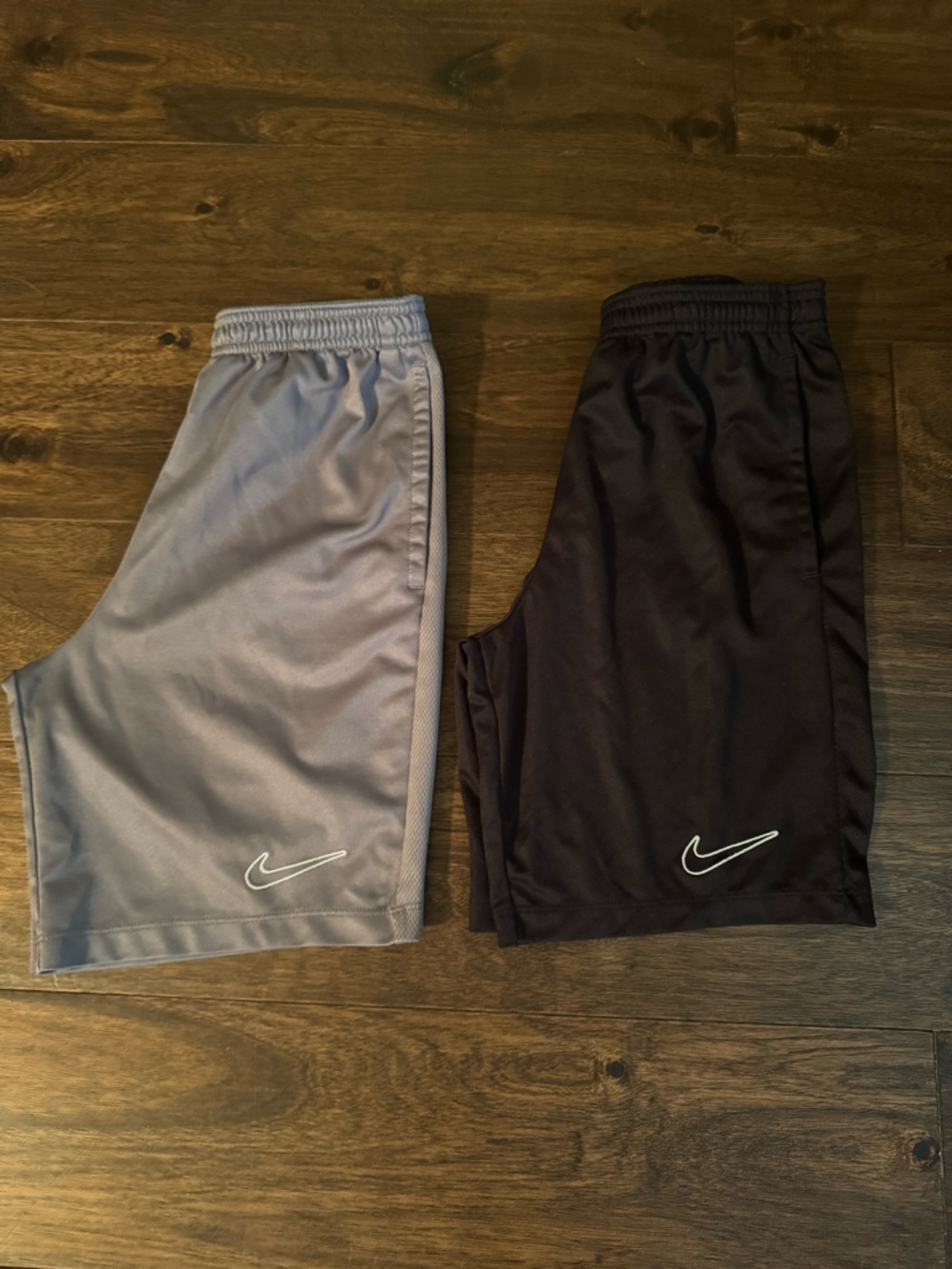 Nike Dri-Fit Boys Athletic Shorts, Standard Fit, Size YL- 2 Pair (grey&black)